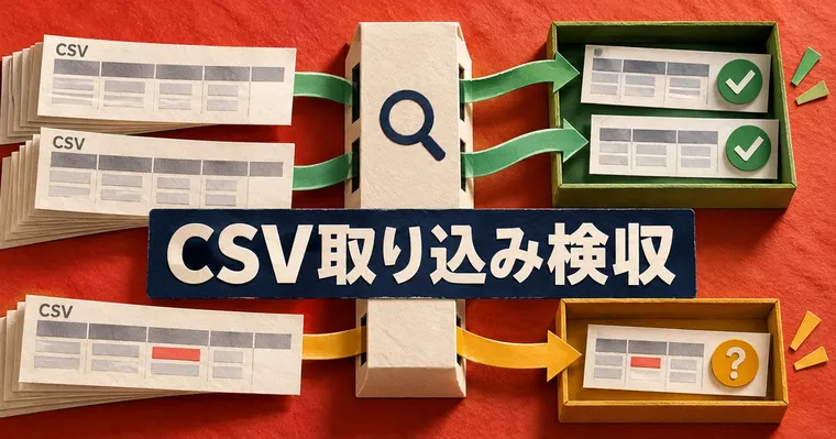 CSV取り込みの検収で合格データと確認待ちデータを分ける図