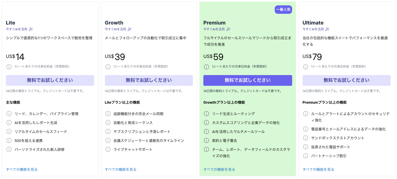 Pipedrive料金プラン一覧(2026年)